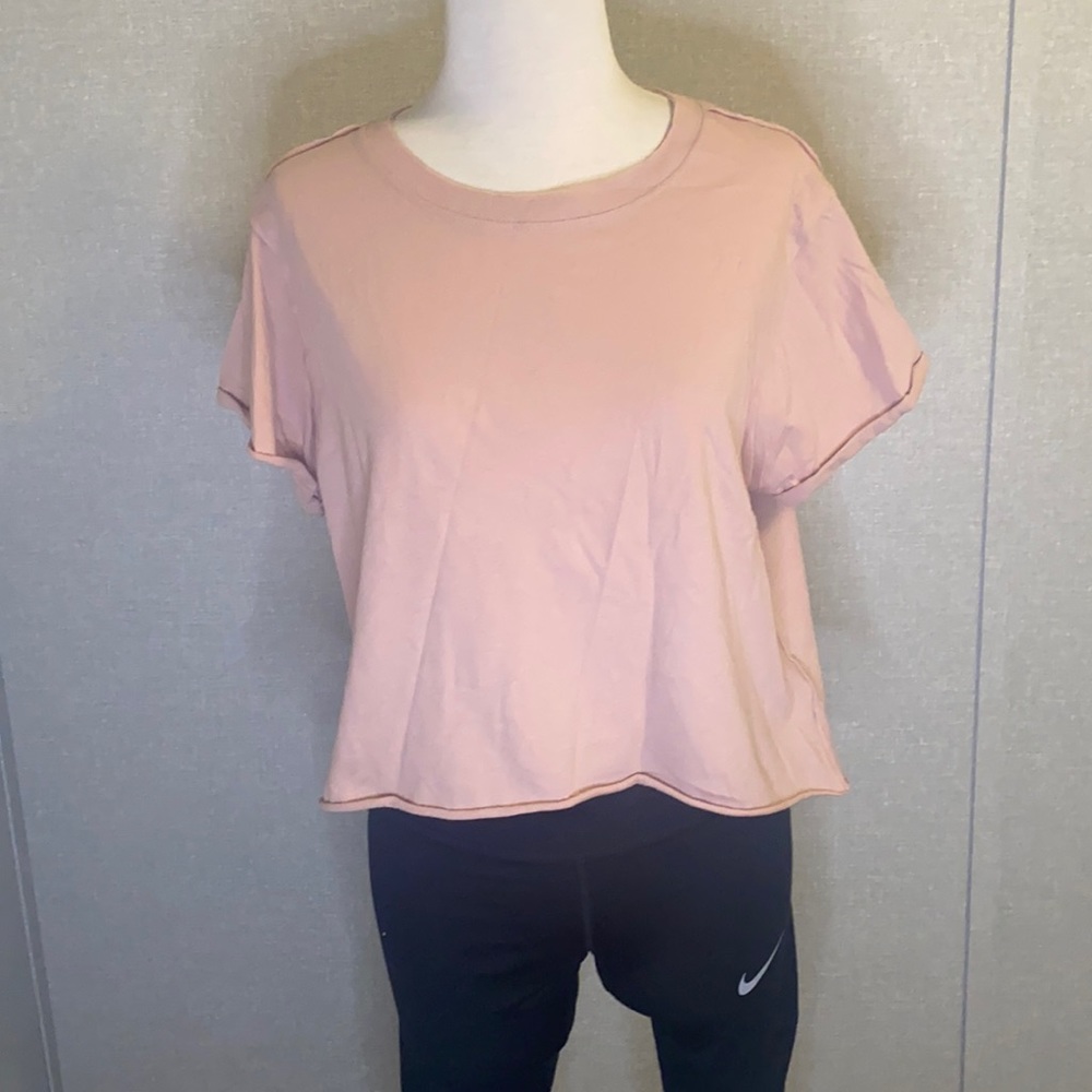Free People Raw Hem Blush Crop Top: M